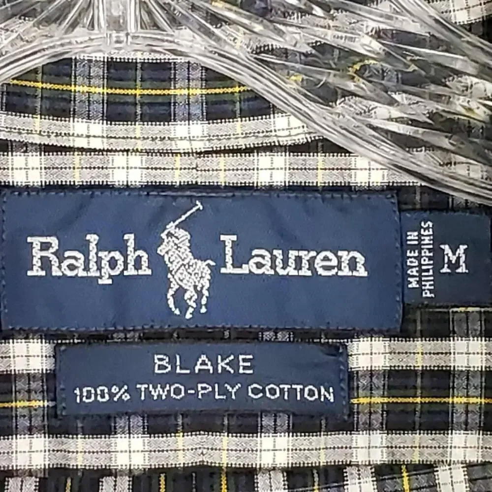 Polo Ralph Lauren Oxford Shirt Men’s Size Medium M Green Plaid LS Button Down